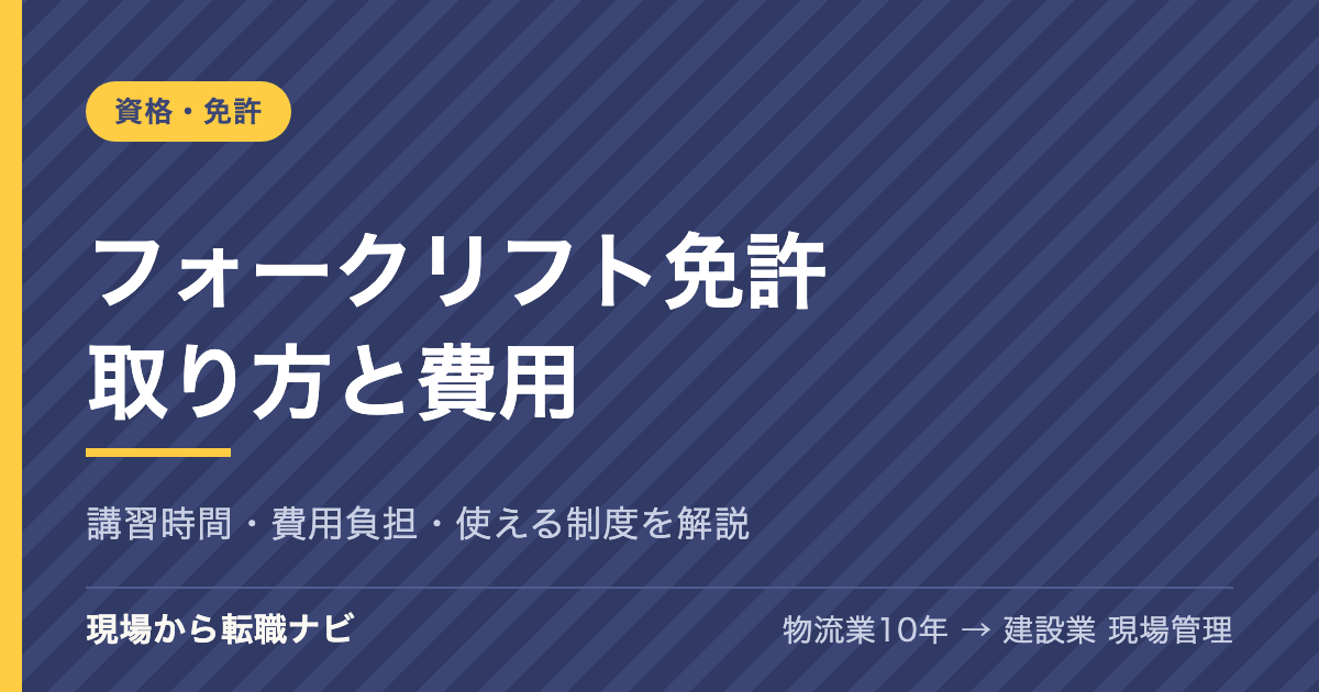 フォークリフト免許の取り方と費用を案内するアイキャッチ