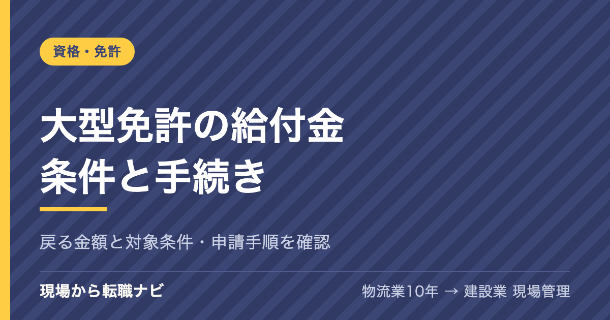 大型免許の給付金の条件と手続きを案内するアイキャッチ