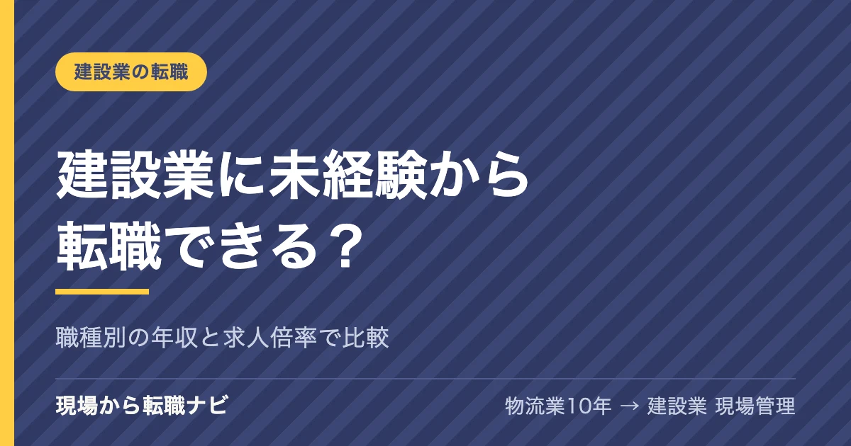 建設業に未経験から転職できる？職種別の年収と求人倍率で比較