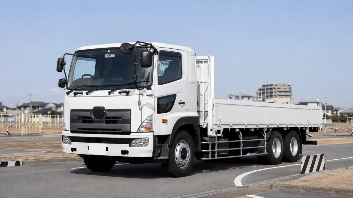 教習所のコースに停まっている大型トラック